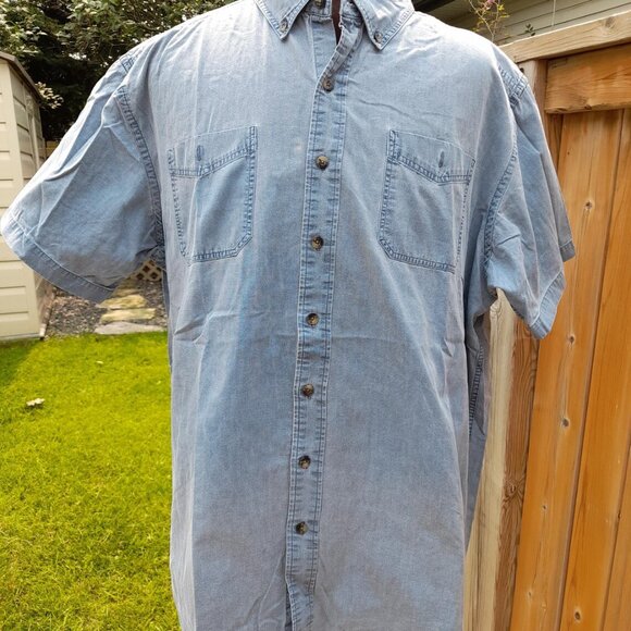 Stonewashed Cotton Shirt Blue Size 2X 56" Chest Wind River Outfitting - Picture 2 of 10